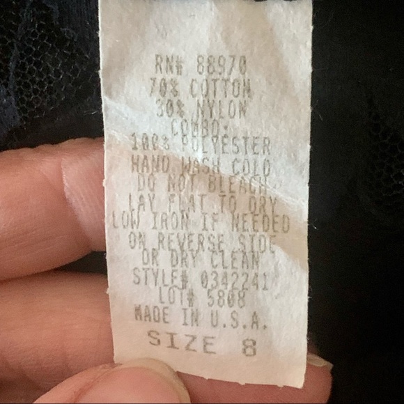 KATHRYN CONOVER Vintage Black Lace Embroidered Shift Dress Size 8 - Picture 10 of 14